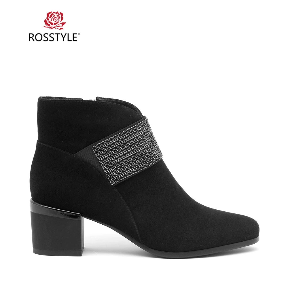 Женские ботильоны на высоком каблуке ROSSTYLE зимние ботинки с коротким плюшем обувь
