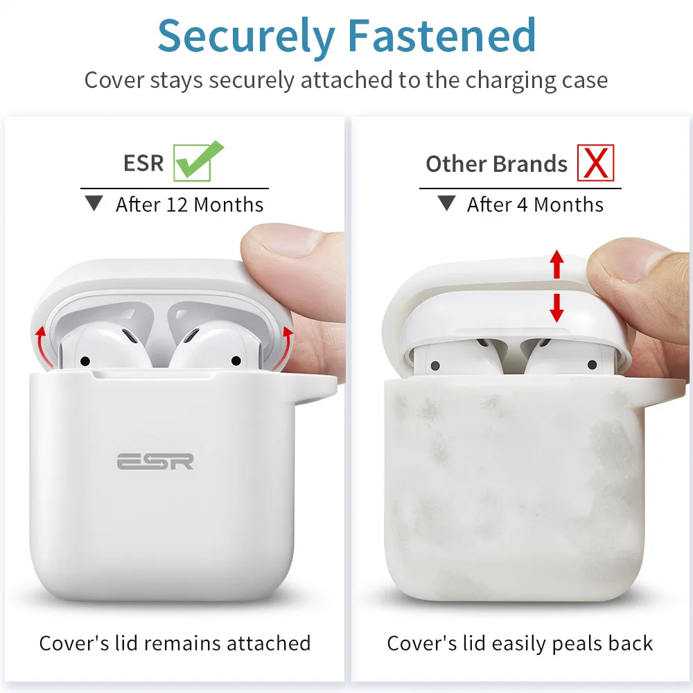 ESR AirPods 2 Чехол с брелком противоударный защитный чехол силиконовый AirPods 1 чехол для зарядки беспроводной Bluetooth чехол для наушников