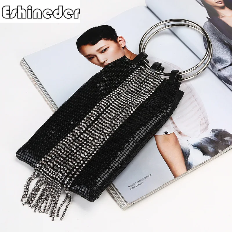 Металлический браслет вечерние сумка HandbagTassel блесток вечерняя сумочка BS010 Для