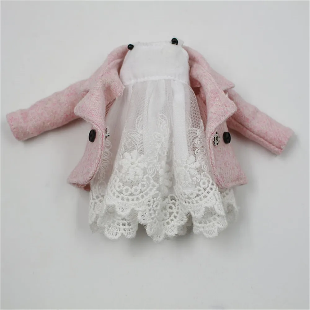 Одежда DBS для куклы 1/6 bjd licca Azone ICY 2 шт. кружевное платье розовое пальто подарок