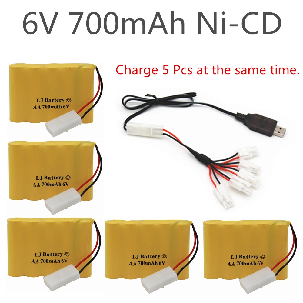 

6v 700mah AA NI-CD Battery with charger High capacity electric toy battery Remote car ship robot rechargeable 6 v 700 mah