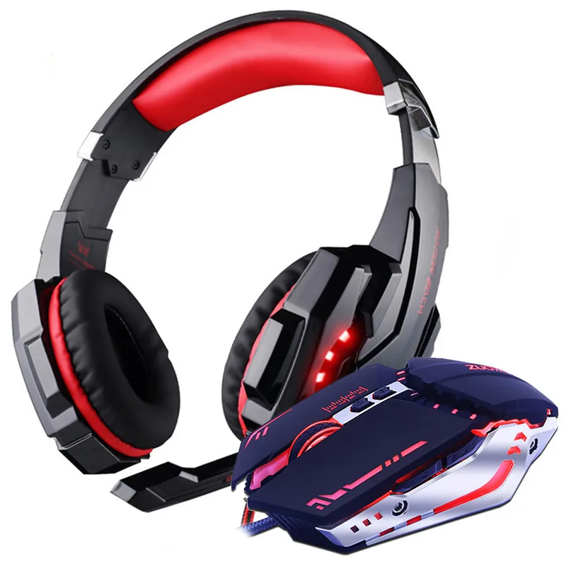 G9000 RED MMR5S Игровая гарнитура наушники и игровая мышь 5500 dpi регулируемые стерео бас наушники+ проводные мыши светодиодный светильник оптический USB геймер - Цвет: G9000 RED MMR5S