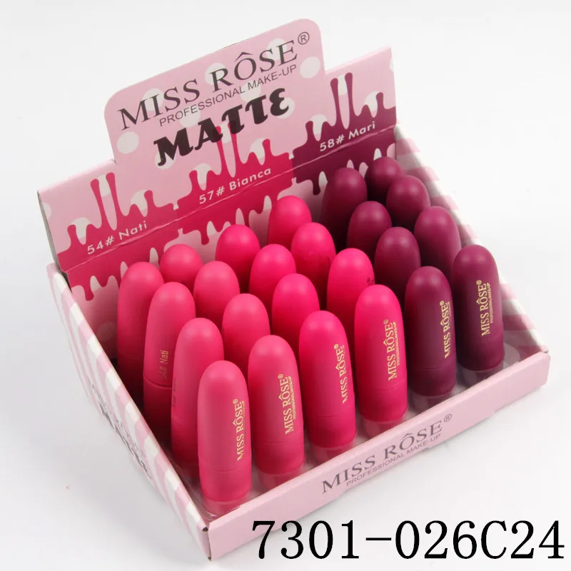 MISS ROSE новый хит продаж 24 шт. в одном наборе губная помада матовые пули прочный