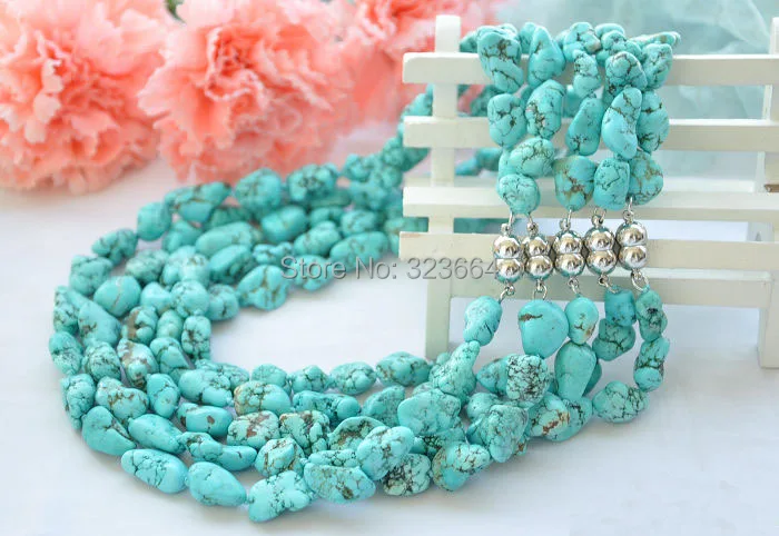 Оптовая продажа оригинальное синее ожерелье из бисера 17 дюймов 15 мм магнит 5