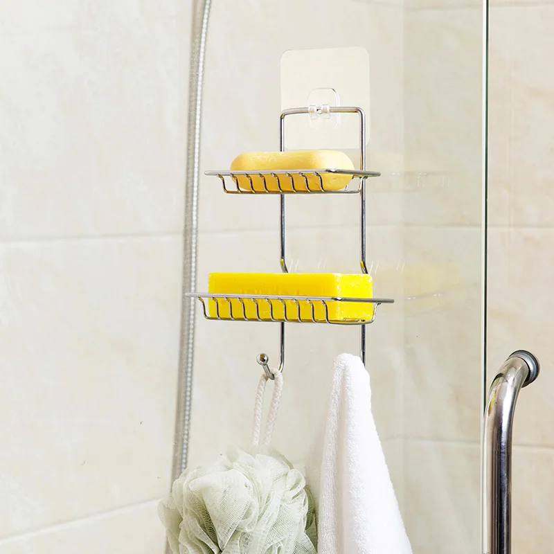 Двухслойный водостойкий держатель для мыла из нержавеющей стали с крюком