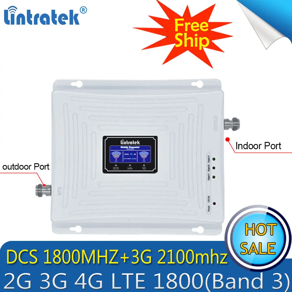 Бесплатная доставка усилитель сигнала Lintratek 2100 МГц 1800 двухдиапазонный мобильный