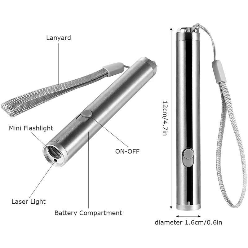 LEDGLE 2 шт./лот 2-в-1 лазерная указка игрушка для кошек многоцелевая обучающая