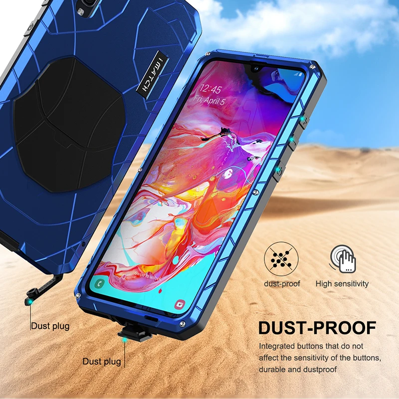 Чехол для телефона samsung Galaxy A70 Твердый алюминиевый металлический защитный чехол из закаленного стекла для экрана сверхмощный защитный силиконовый чехол