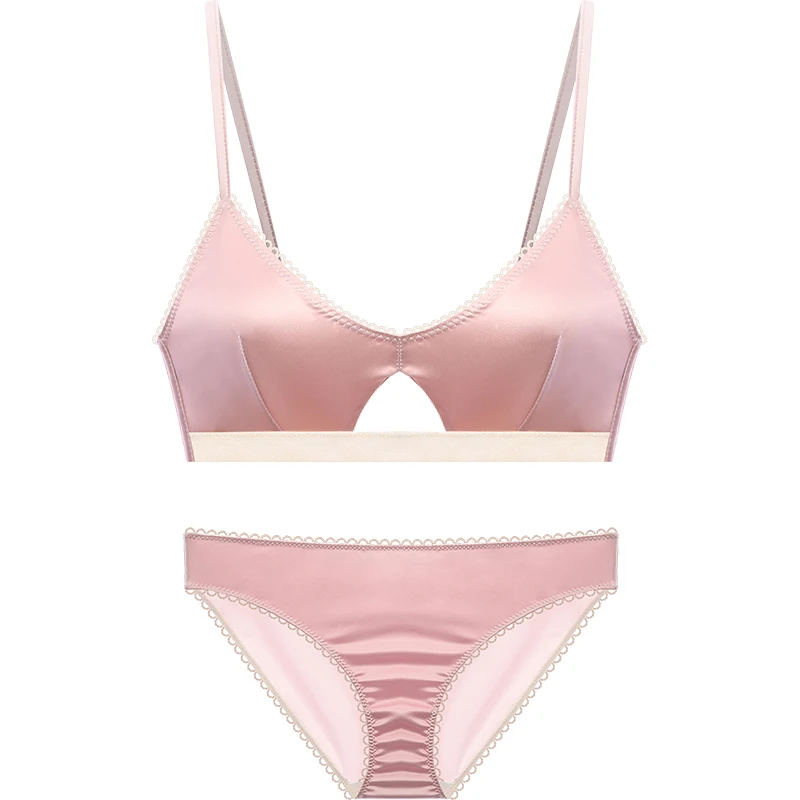 Mist powder-Suit BOTHYOUNG, французский бюстгальтер без косточек, тонкий бюстгальтер, треугольная чашка, сексуальное нижнее белье для маленькой груди, бюстгальтер, комплект с бюстгальтером - Цвет: Mist powder-Suit