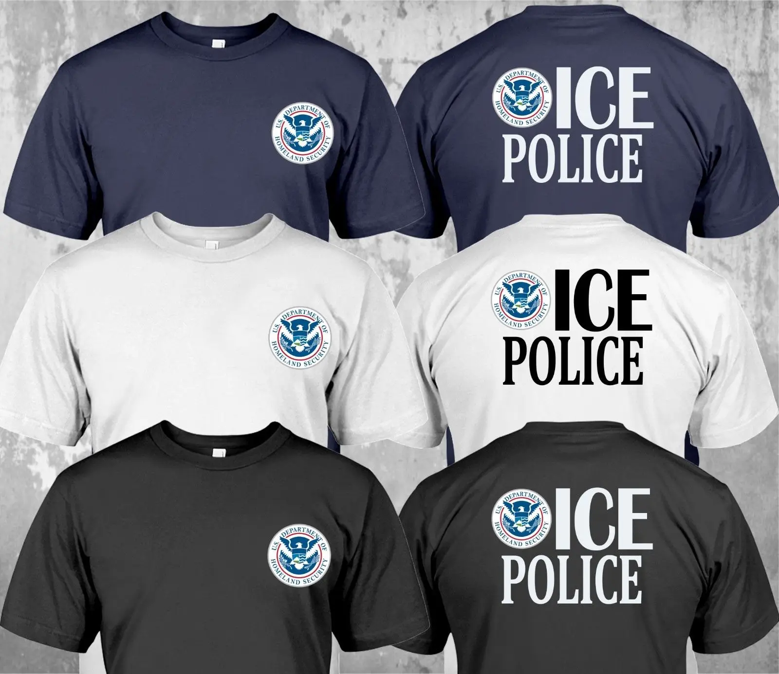 

New Police Department Homeland Security Immigration Customs Enforcement T-Shirt Double Side 2019 New Design Short-Sleeve T Shirt