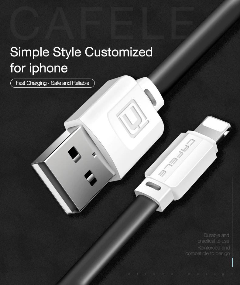 Cafele USB кабель для iPhone X XS MAX XR 8 7 6 Plus 5 5S iPad мобильный телефон зарядное устройство Шнур для Apple телефон данных Зарядка кабелей провода