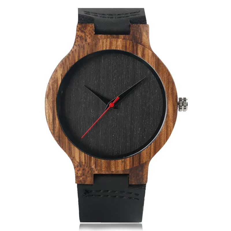 

Creative Novel Bamboo Men Women Wrist Watch Simple Casual Genuine Leather Band Strap Sport Nature Wood Quartz Dress Deco Gift