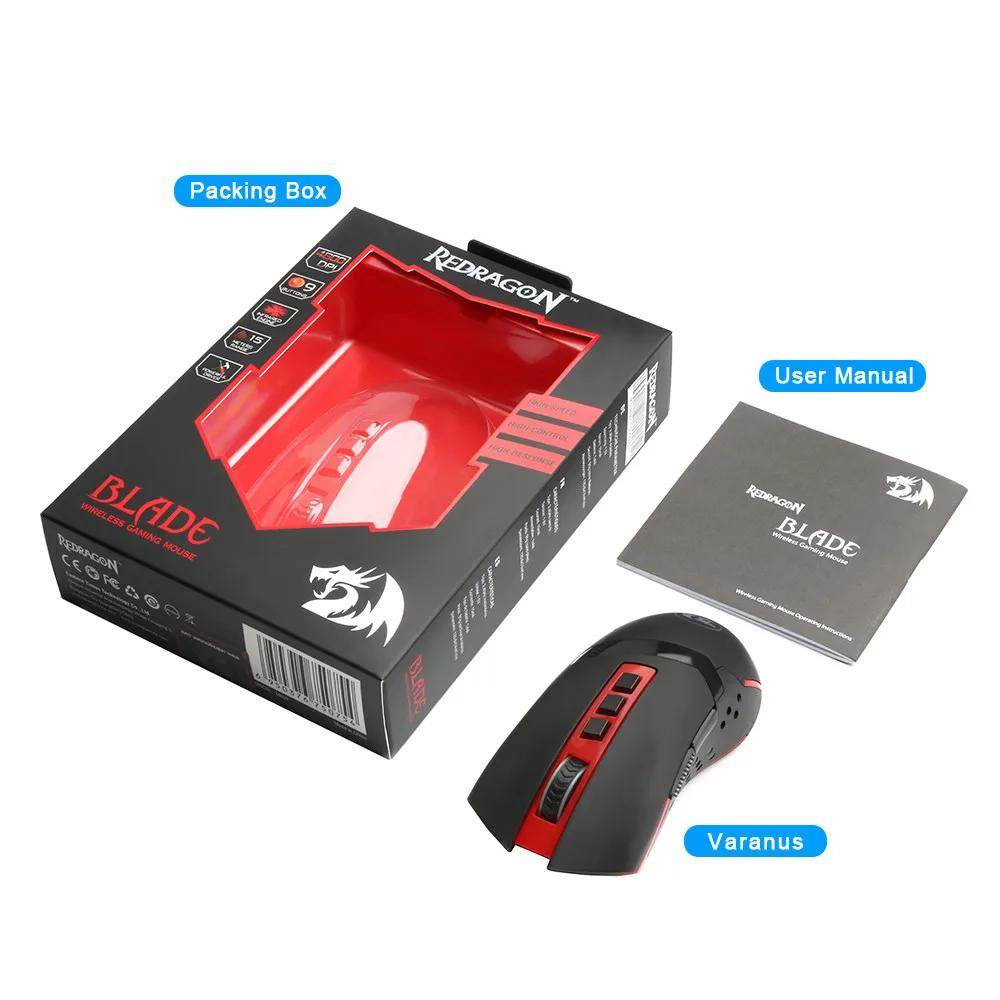 Беспроводная игровая мышь Redragon Blade M692 USB 4800 dpi, 9 Кнопок, программируемая эргономичная мышь для геймеров overwatch, ПК, компьютера