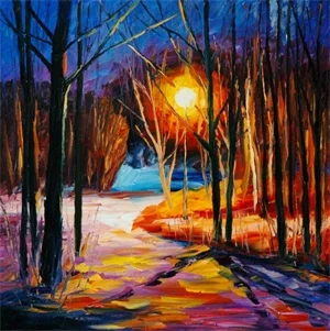 

High Quality Abstract Oil Painting, Frameless Evening Lights Painting High Digital Printing Photos, Wall Pictures