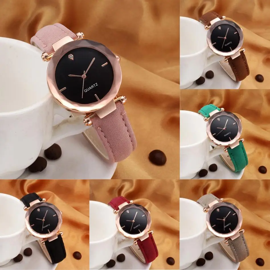 

Wholesale Fashion Women Leather Casual Watch Luxury Analog Quartz Crystal Wristwatch