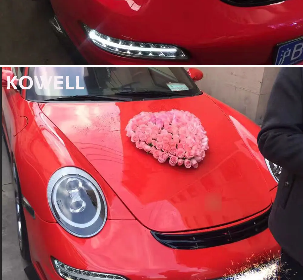 KOWELL автомобильный Стайлинг для Porsche 997 фары 2005-2009 для 997 фары светодиодные DRL передние Биксеноновые линзы двойной луч HID комплект