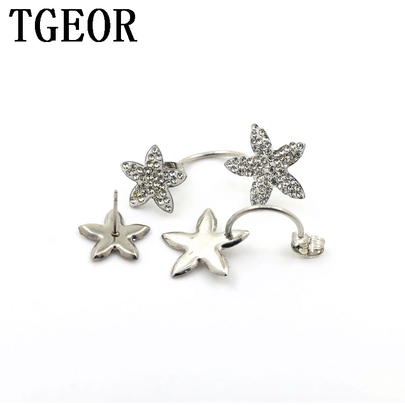 Hot wholesale charms new arrival 20pcs stainless steel gem more than 100pcs crystals flower Backing Earring Free shipping