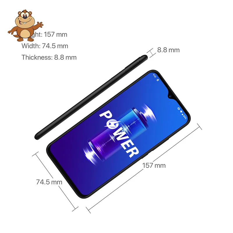 UMIDIGI power Android 9 0 5150 мАч большая батарея 18 Вт 6 3 'FHD + экран капли воды 4 Гб 64 Helio P35