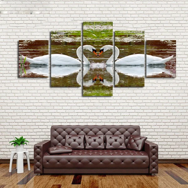 Heart of The Swan Unframed 5 Panel Canvas Painting for Living Room Home Decoration High Quality Wall Art Print Poster | Дом и сад