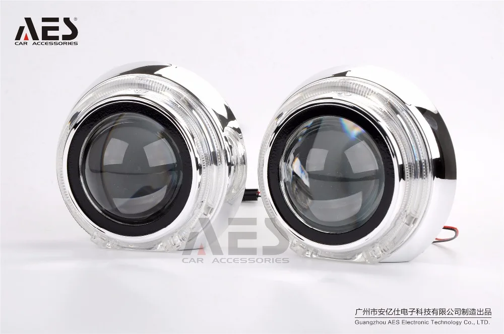 Лучшие продажи светодиодный обтекатель AES 12V 2 шт. Светодиодный Интегрированный Ангельские глазки кожух для 3 дюймов объектив проектора WST Kioto светодиодный Q5 King Kong Q5