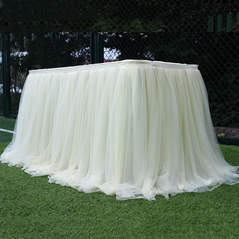 H Tutu Tulle table skirt эластичная сетка тюль столовая скатерть для свадебной вечеринки украшение стола домашний текстиль аксессуары - Цвет: H
