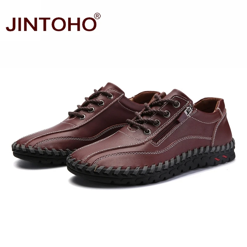 Туфли JINTOHO мужские из натуральной кожи Повседневная модная брендовая