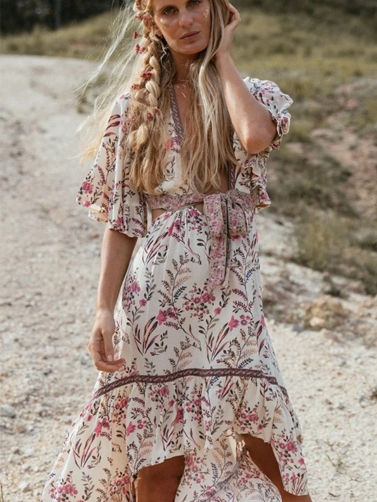 Зимма новый летний отпуск богемное пляжное платье 2019 Для женщин летние Цветочный