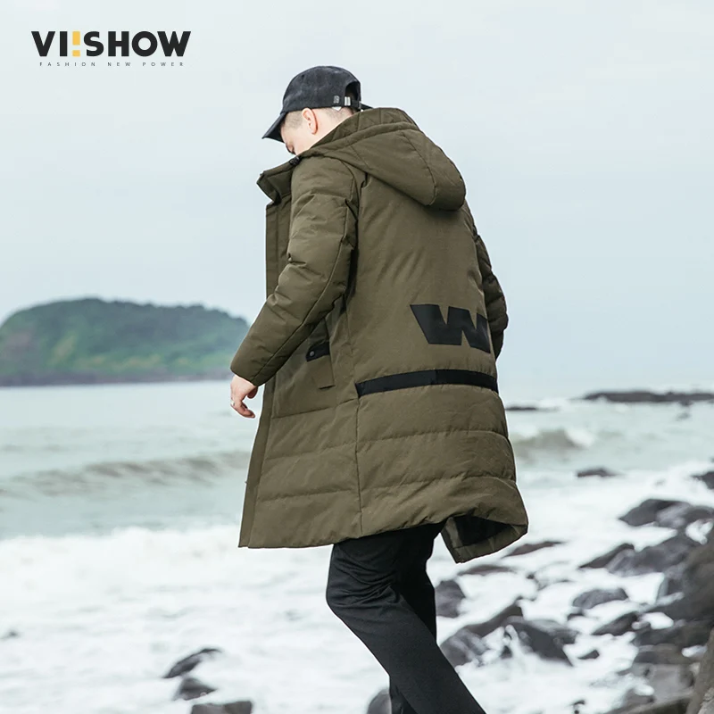 VIISHOW белая длинная куртка на утином пуху Мужская Утепленная теплая осенне зимняя