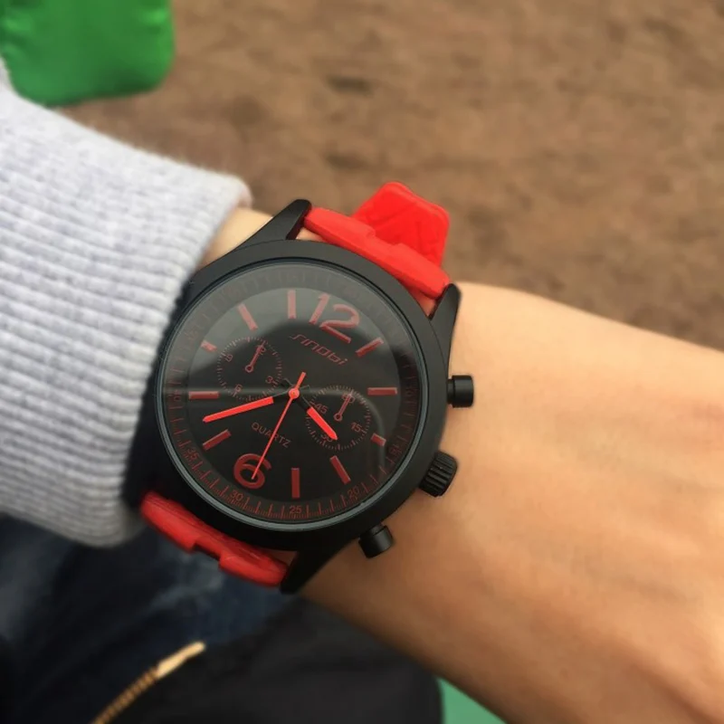 

SINOBI sports Women's Wrist Watches Casula Geneva Quartz Watch Soft Silicone Strap Fashion Color Affordable Reloj Mujer
