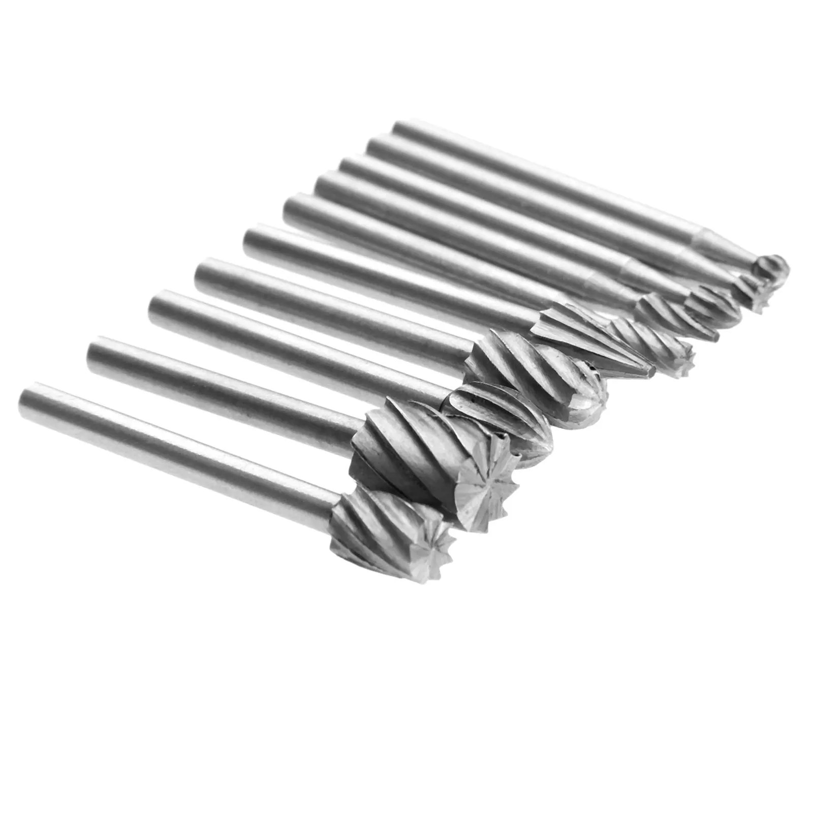 10-Piece 1/8 HSS Routing Router Drill Bits Set for Dremel Carbide Rotary Burrs - Wood, Stone, Metal Root Carving Milling Cutter Tools image 6
