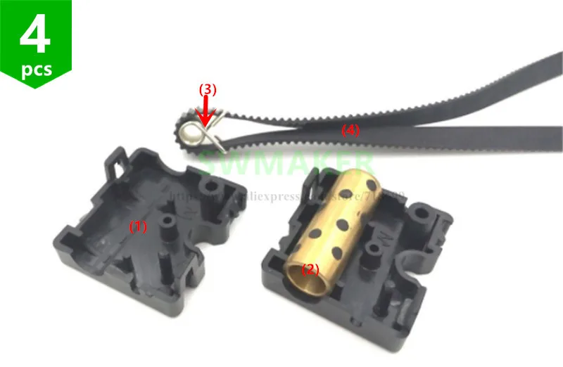 

4PCS/SET UM2 PLASTIC sliding block and copper bshing BEARING PART tension sprins WITH timing belt