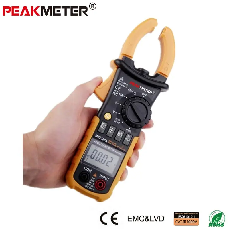 Официальный PEAKMETER PM2108A цифровой AC DC Клещи 4000 отсчетов Емкость Сопротивление частоты тестер земли мультиметр