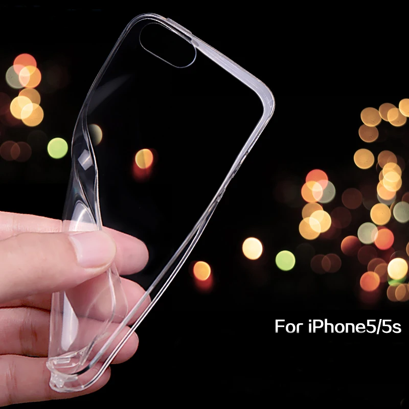 Ультра Тонкий Ясно 0.3 мм Резина ТПУ Мягкая Задняя Крышка Чехол Для IPhone 5 5S Freeshipping