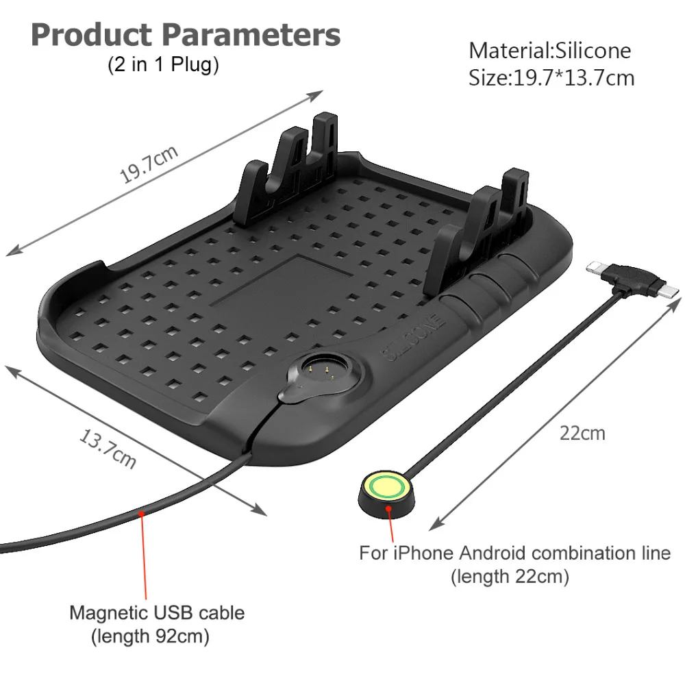 Силиконовый Автомобильный держатель для телефона Магнитный зарядный кабель iPhone