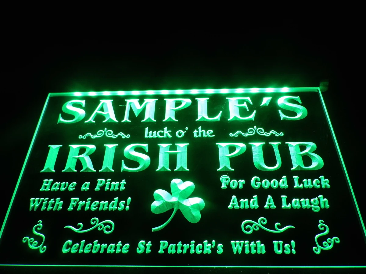 

DZ052- Name Personalized Custom Luck o' the Irish Pub St LED Neon Light Sign hang sign home decor crafts