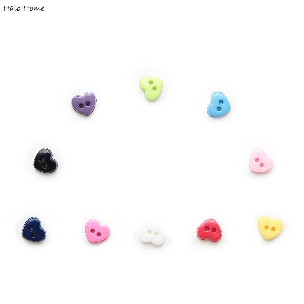 6 мм 100 шт мульти Цвет один дополнительно 2 отверстия мини сердце смолы кнопки для