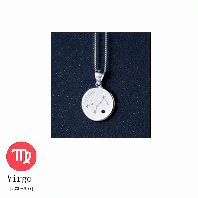 8 Virgo INZATT Настоящее 925 пробы Серебряное модное циркониевое Созвездие колье ожерелье хорошее ювелирное изделие для женщин подарок на день рождения - Цвет камня: 8 Virgo