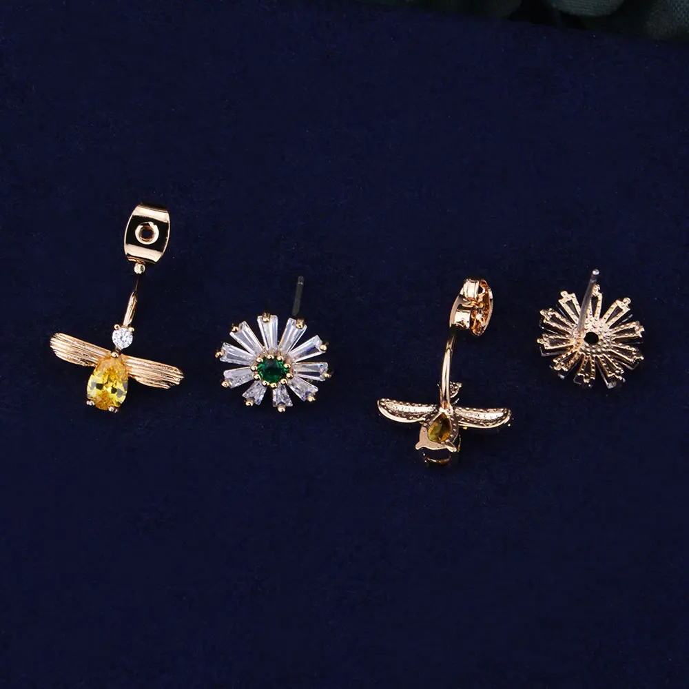 GODKI Bee Fly to Flower Micro Cubic Zirconia Pave Women Wedding Bridal Party Engagement Dress Earring | Украшения и аксессуары