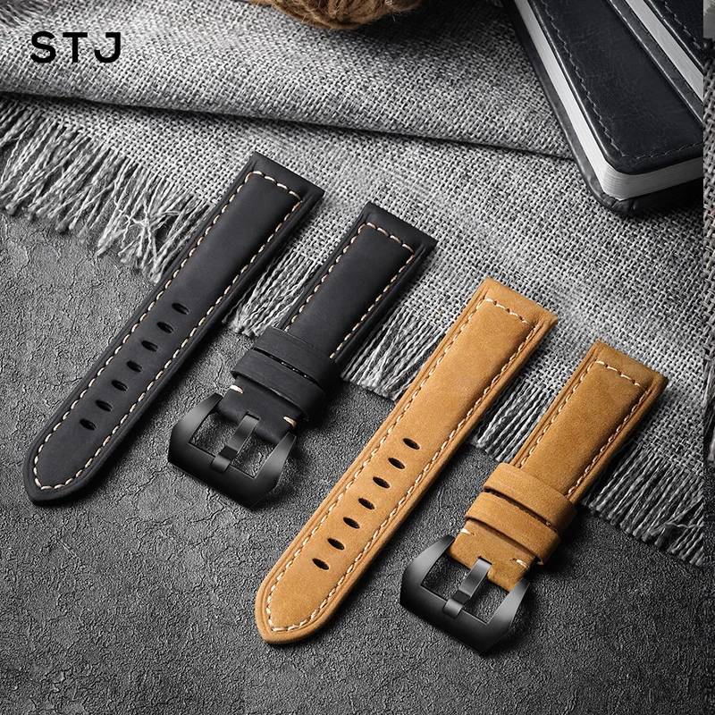 Ремешок для часов STJ из воловьей кожи ручной работы 22 мм 20 Samsung Galaxy Watch Active 42 46