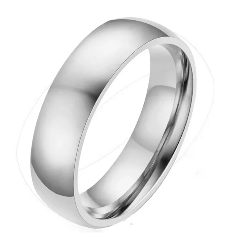 6mm Arc Silver Классические 6 мм/8 мм простые парные кольца 316L из нержавеющей титановой стали, Трендовое повседневное кольцо для большого пальца, ювелирные изделия для женщин и мужчин - Цвет основного камня: 6mm Arc Silver