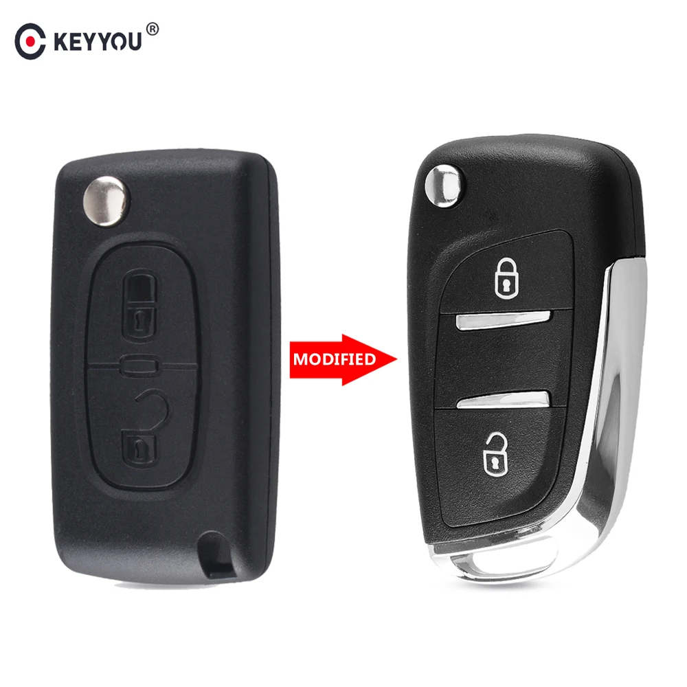 KEYYOU ключ чехол для peugeot 107 207 307 S 308 407 607 2 кнопки модифицированный Флип складной