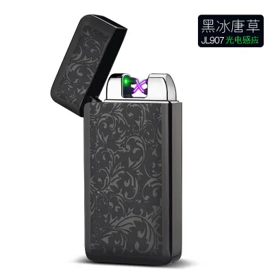 Black Grass Laser Двойная дуга USB Электронная сигарета более легкий импульс металл Новинка Зажигалка Беспламенное ветрозащитное плазменная Зажигалка фонарь Jet Encendedor - Цвет: Black Grass Laser