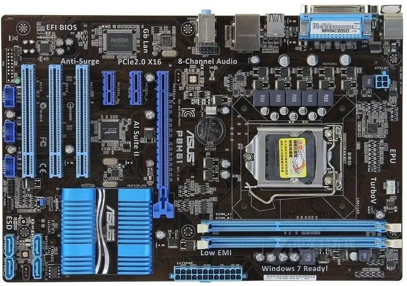 Оригинальная материнская плата для ASUS P8H61 DDR3 LGA 1155 16 Гб USB2.0 DVI VGA H61 десктопная |