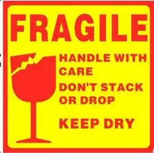 

50pcs FRAGILE HANDLE WITH CARE 15x15cm Self-adhesive Shipping Label Sticker
