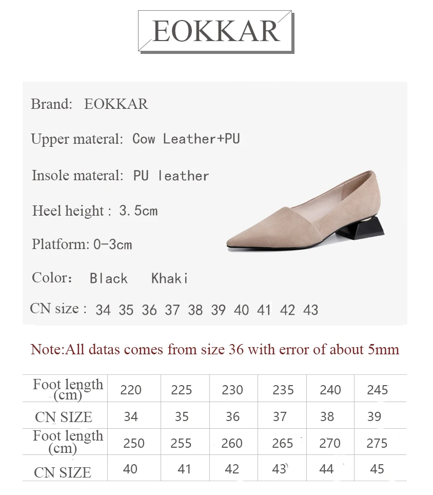 

Eokkar 2019 Pointed Toe Women Shoes Strange Style Women Pumps Cow+PU Leather Square Med Heels Black Ladies Shoes Large Size34-43