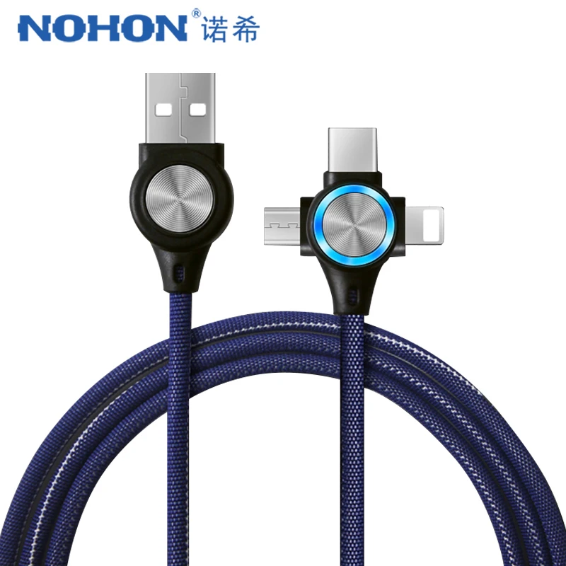 NOHON USB кабель для iPhone Xs Max XR X 3 в 1 быстрая зарядка Android кабели Xiaomi samsung huawei мобильный телефон синхронизация данных шнур