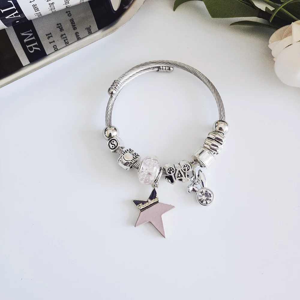 Богемные браслеты и из нержавеющей стали с кроличьими звездами кристаллами для