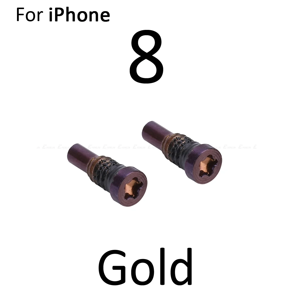 10 компл. Нижний винт Набор для iPhone 8 Plus X XR XS Max Винты комплект болт док разъем запасные части - Цвет: Gold 8