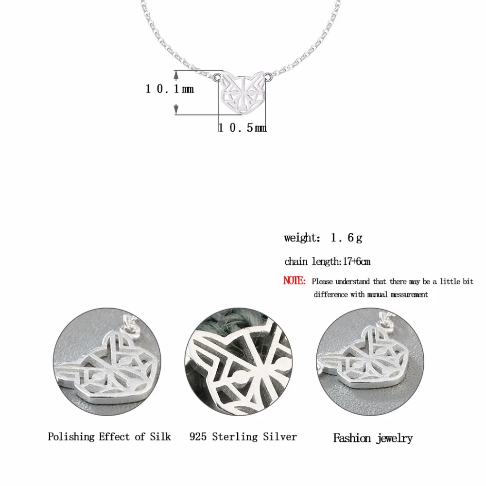 Kinitial Для женщин звено цепи животных Волк браслет 925 стерлингов Серебряные