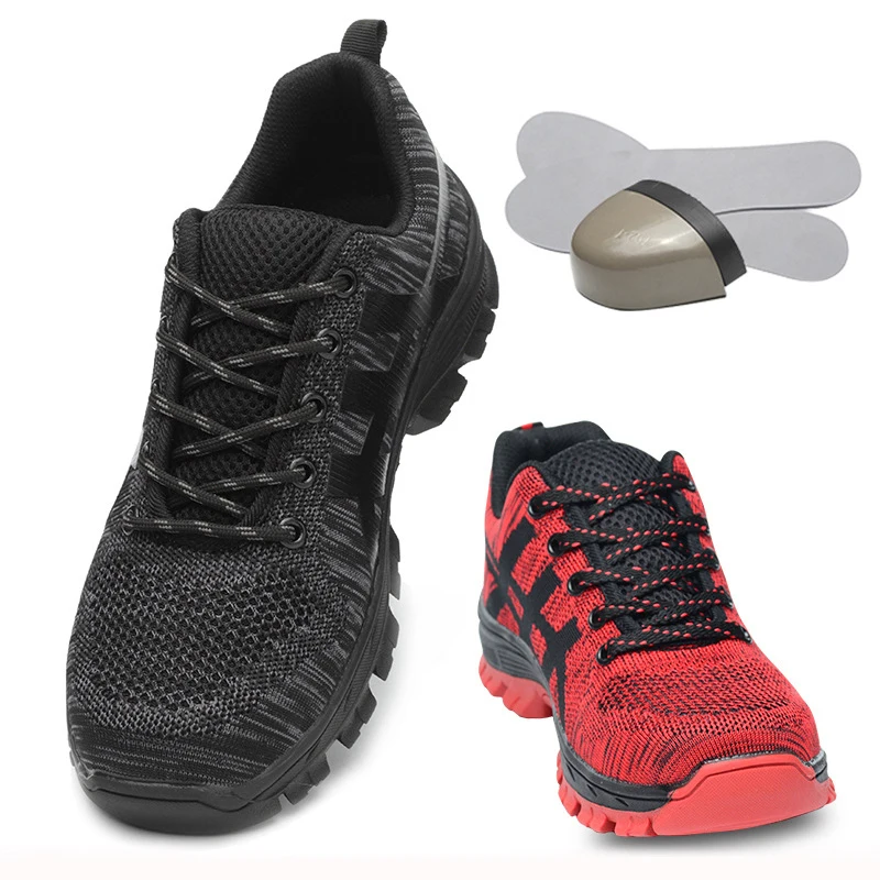 Outdoor Mountaineering Labor Shoe Male Flying Weaving Mesh Surface Breathable Steel Head Anti piercing Injury Women Shoe|Походная обувь|